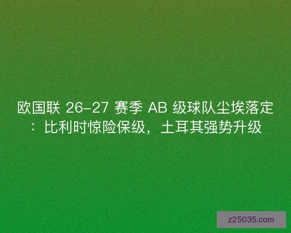 欧国联 26-27 赛季 AB 级球队尘埃落定：比利时惊险保级，土耳其强势升级