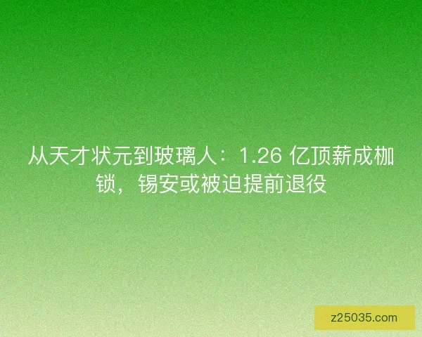 从天才状元到玻璃人：1.26 亿顶薪成枷锁，锡安或被迫提前退役