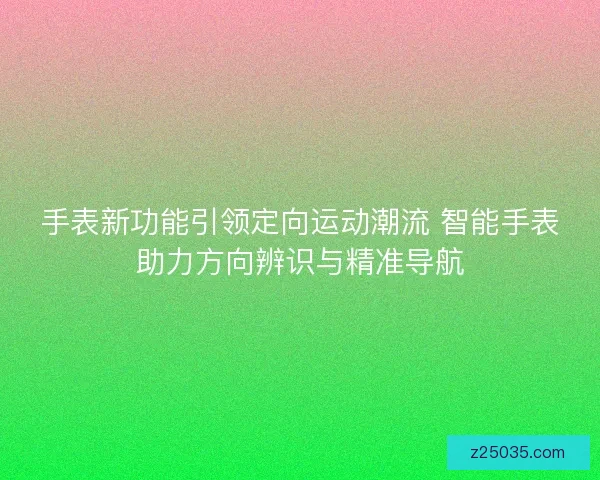 手表新功能引领定向运动潮流 智能手表助力方向辨识与精准导航